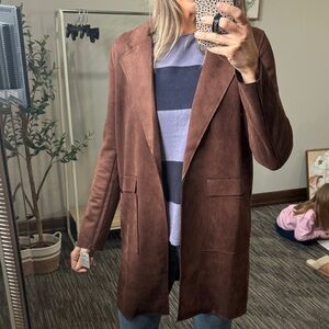 Women's Brown Suede Open-Front Jacket